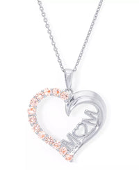 Gorgeous Simulated Morganite Mom Heart Pendant 18" Necklace