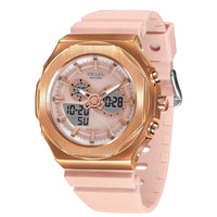 SMAEL Sport Watches Women 50M Waterproof Lady Watches Pink Lover Gifts 8102 Dual Time Diaplay Watches Digital LED Back Light