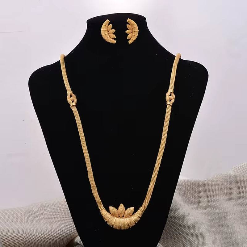 Charms Dubai Ethiopia African Necklace/Earrings/Pendant Jewelry Set for Women/Girls/Kids Fashion Metal Russia Gifts