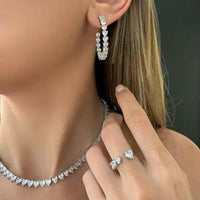 2025 Valentine'S Day Gift 5A Heart Cz Tennis Necklace White Pink Cubic Zirconia Iced Out Bling Pink Girl Women Jewelry Choker
