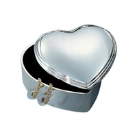 Nickel-Plated Heart Jewelry Box with Dark Blue Lining, 3" X 3"