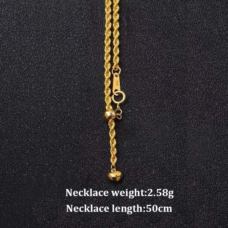 YUNLI Real 18K Gold Twisted Chain Necklace Simple Style Pure AU750 Hemp Rope Chain for Women Fine Jewelry Gifts