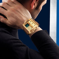 Mens SKMEI Men Watch Large Dial Digital Quartz Sport Stopwatch Leather Wristwatch New