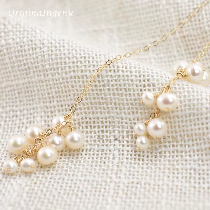 Real 14K Gold Filled Y Necklace Natural Pearl Necklace Gold Choker Handmade Pendants Collier Femme Kolye Collares Boho Jewelry