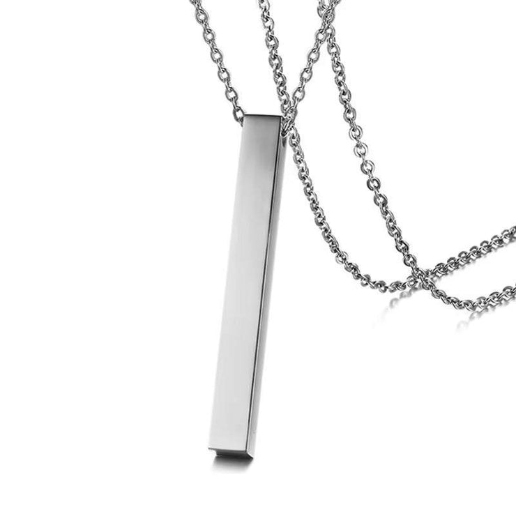 Custom Long Vertical Bar Necklace for Women Men Engrave Persoanlized Name Initial Pendant Stainless Steel Inspiration Gifts