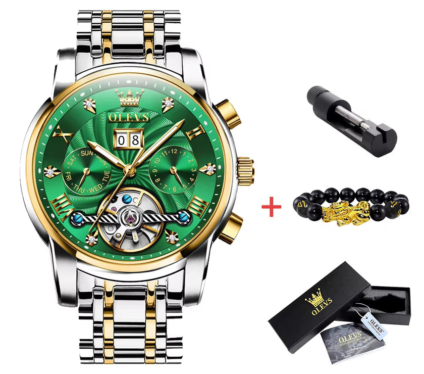 Mechanical Watches Automatic Watch Men Waterproof Stainless Steel Strap Skeleton Gold Watch Male Wristwatch