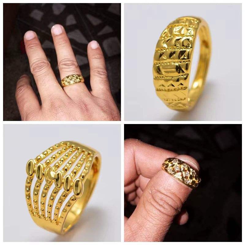 Bridal Wedding Jewelry Annayoy Dubai African Small Gold Color Rings for Women Girls Arabian Middle East Jewellery Little Bangs Woman Mama Best Gifts
