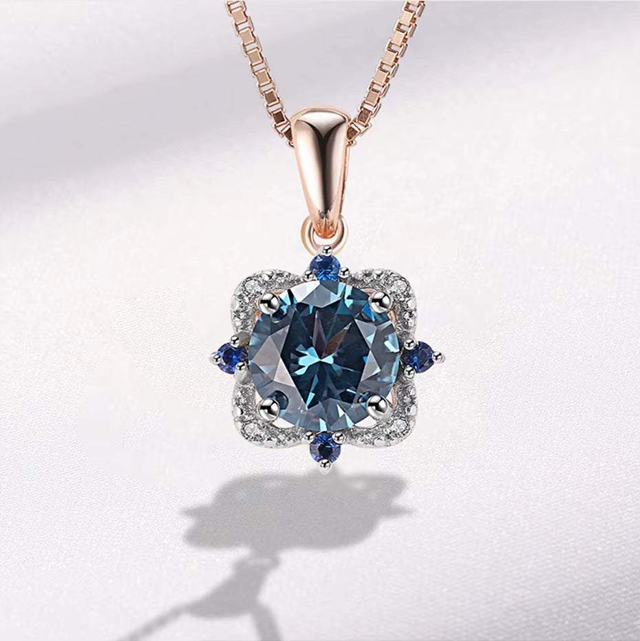 Real 925 Sterling Silver Jewelry Sets London Blue Topaz Created Gemstone for Women Birthday Wedding Fine Jewelry Rose Gold Plate