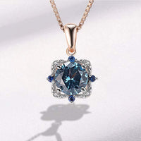 Real 925 Sterling Silver Jewelry Sets London Blue Topaz Created Gemstone for Women Birthday Wedding Fine Jewelry Rose Gold Plate