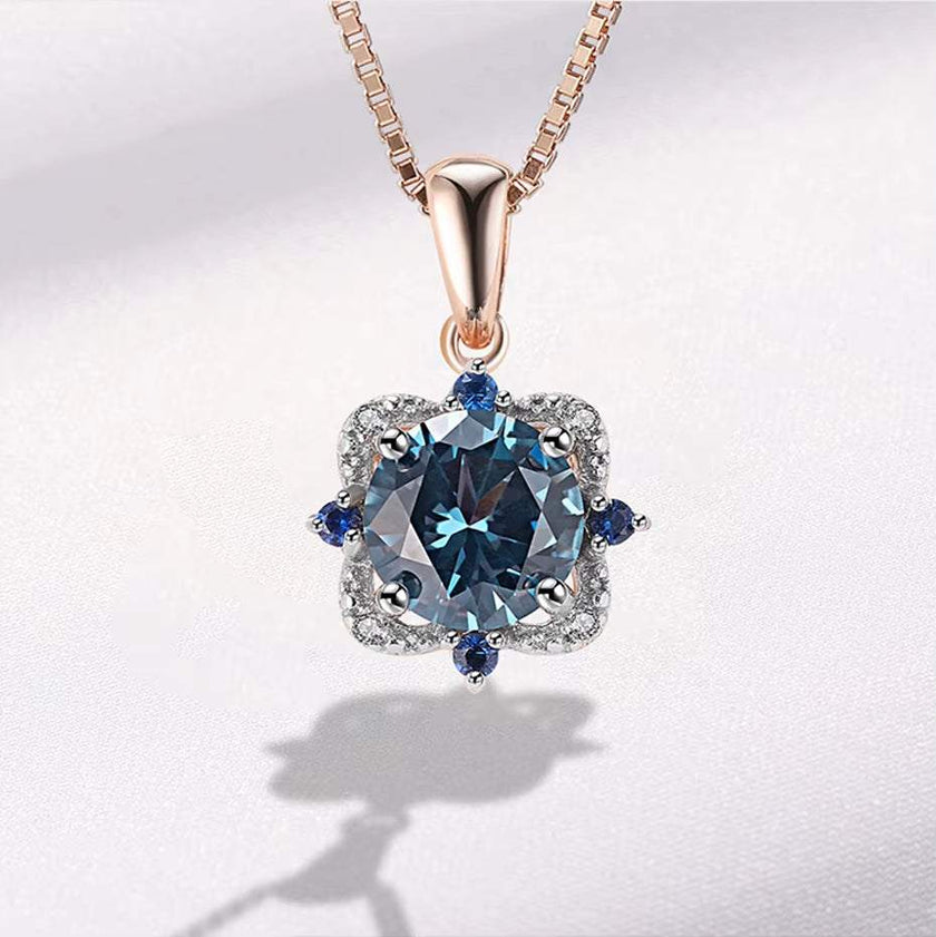 Real 925 Sterling Silver Jewelry Sets London Blue Topaz Created Gemstone for Women Birthday Wedding Fine Jewelry Rose Gold Plate