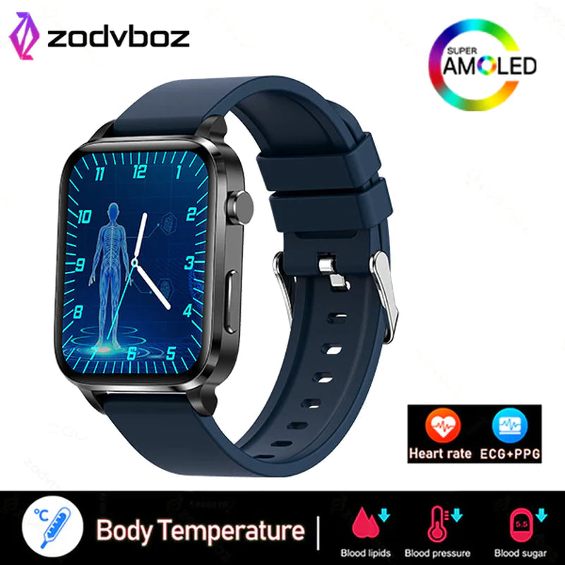 Temperature Monitoring Painless Non-Invasive Blood Sugar Smart Watch Men Laser Treatment Health Blood Pressure Sport Smartwatch Women Glucometer Watch