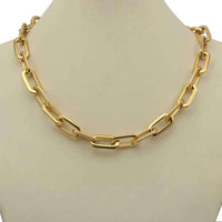 Thick Flat Rounded Rectangle Gold-Color Link Chain Necklace Men Women Stainless Steel Fashion Jewelry 1 Piece