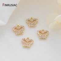 DIY Jewelry Making 6 Types 14K Real Gold-Plated Pave Setting Zircon Small Mini Fairy/ Butterfly/Violin/Hamsa Pendants Charms