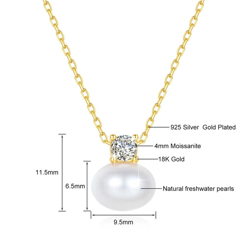 18K Gold Necklace Pendant round Natural Freshwater Pearl AU750 Yellow Gold Pendant Women'S Fine Jewelry Gift with Certificate