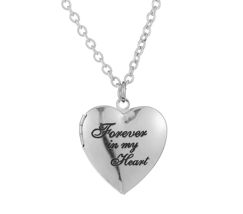 Love Heart Secret Message Locket Necklace Pendant DIY Photo Picture Locket Vintage Gift for Lover Couples Custom Message