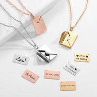 Love Letter Envelope Pendant Necklace Customized Stainless Steel Jewelry Confession Love You for Valentine Day Mother Day