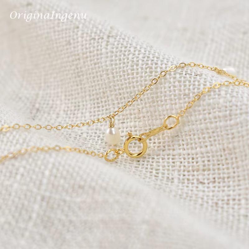 Real 14K Gold Filled Natural Pearl Necklace Gold Choker Handmade Pendants Collier Femme Kolye Collares Boho Jewelry for Women