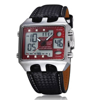 OHSEN Watches Men Sports Watches Men Dual Display Quartz Wristwatches Leather Men'S Watches Relogio Masculino Reloj Hombre
