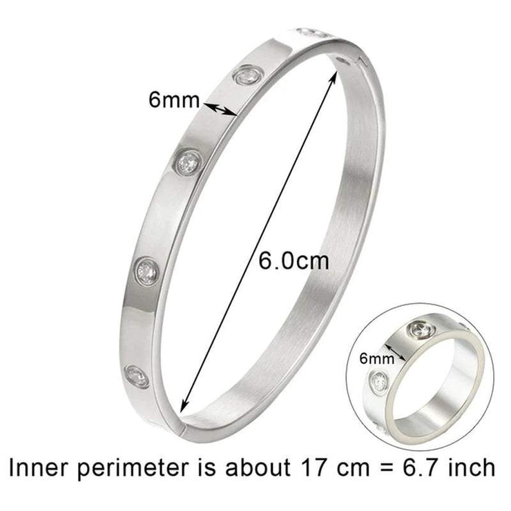 Style Luxury Bijoux Pulseira Feminina Bangle Ring Set Stainless Steel Jewelry Fit Lover Female Crystal Bracelets Rings Fashion Women