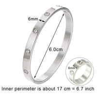 Style Luxury Bijoux Pulseira Feminina Bangle Ring Set Stainless Steel Jewelry Fit Lover Female Crystal Bracelets Rings Fashion Women