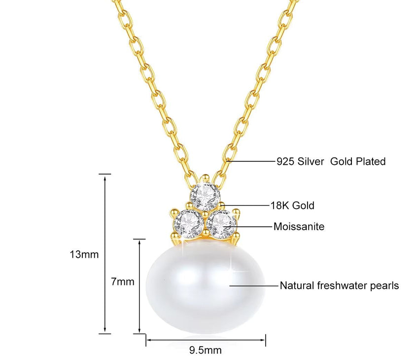 18K Gold Necklace Pendant round Natural Freshwater Pearl AU750 Yellow Gold Pendant Women'S Fine Jewelry Gift with Certificate