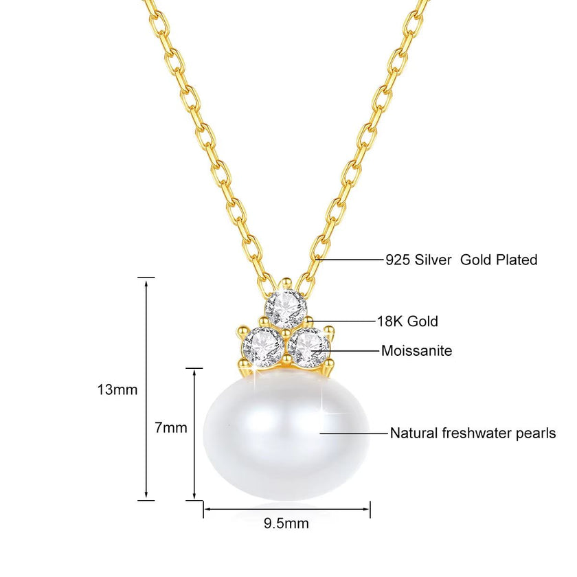 18K Gold Necklace Pendant round Natural Freshwater Pearl AU750 Yellow Gold Pendant Women'S Fine Jewelry Gift with Certificate