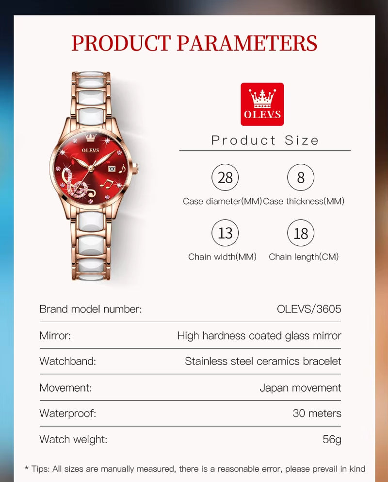 Watches for Ladies Watch Ceramic Stainless Steel Luxury Waterproof Watch Rose Gold Women'S Watches Trend Reloj Mujer