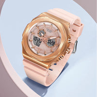 SMAEL Sport Watches Women 50M Waterproof Lady Watches Pink Lover Gifts 8102 Dual Time Diaplay Watches Digital LED Back Light