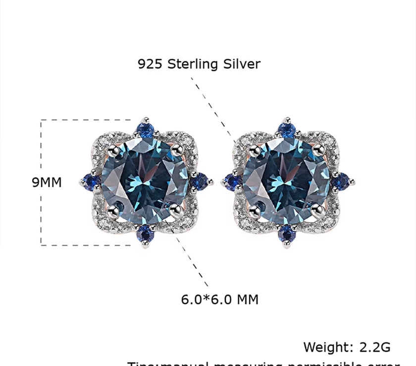 Real 925 Sterling Silver Jewelry Sets London Blue Topaz Created Gemstone for Women Birthday Wedding Fine Jewelry Rose Gold Plate