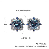 Real 925 Sterling Silver Jewelry Sets London Blue Topaz Created Gemstone for Women Birthday Wedding Fine Jewelry Rose Gold Plate