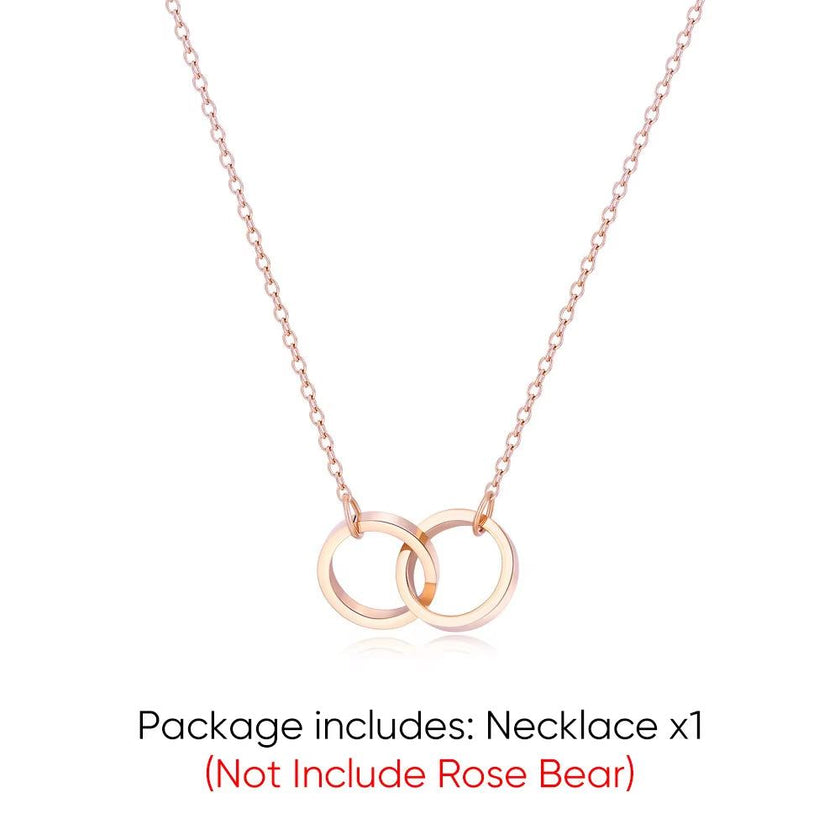 Women's Red Eternal Rose Teddy Bear with Stainless Steel Custom Names Necklace Jewelry Gifts Set for Woman Valentine'S Gift