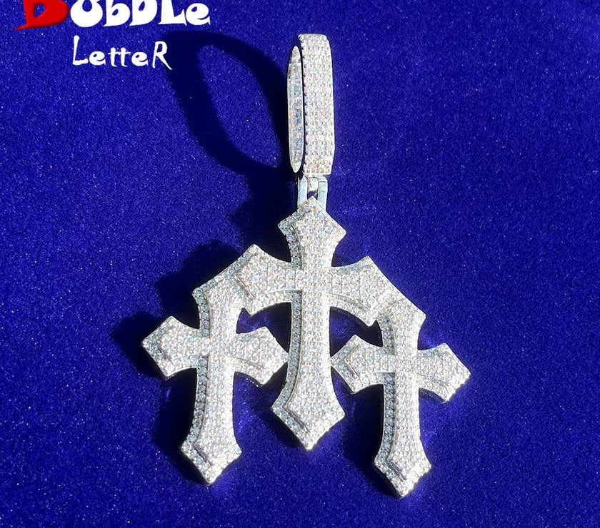 Iced Out Cross for Women White Gold Plated Real Copper Cubic Zirconia Luxury Hip Hop Jewelry