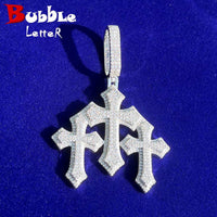 Iced Out Cross for Women White Gold Plated Real Copper Cubic Zirconia Luxury Hip Hop Jewelry