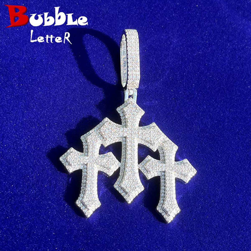 Iced Out Cross for Women White Gold Plated Real Copper Cubic Zirconia Luxury Hip Hop Jewelry