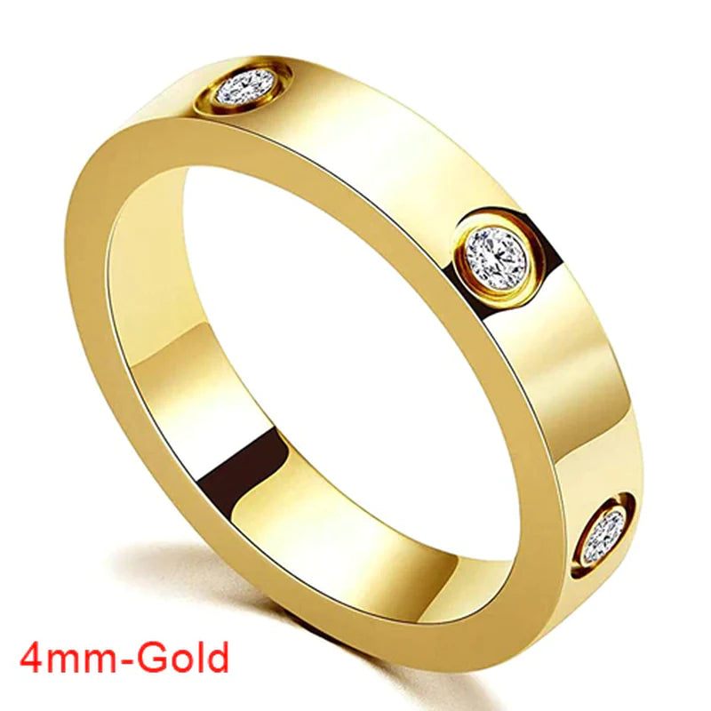 Style Luxury Bijoux Pulseira Feminina Bangle Ring Set Stainless Steel Jewelry Fit Lover Female Crystal Bracelets Rings Fashion Women