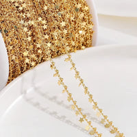 Brass 14K Gold Plated Star Heart Charms Bead Chain Satellite Cable Link Chains Diy for Women Necklace Bracelet Jewelry Making