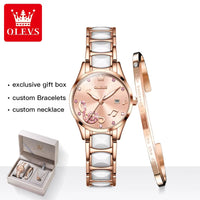 Watches for Ladies Watch Ceramic Stainless Steel Luxury Waterproof Watch Rose Gold Women'S Watches Trend Reloj Mujer