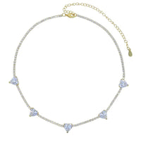 Valentine'S Day Gift Heart Design Fashion Jewelry Gold Color 3Mm CZ Tennis Chain Colorful Heart Stone Choker Necklace