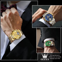 Mechanical Watches Automatic Watch Men Waterproof Stainless Steel Strap Skeleton Gold Watch Male Wristwatch