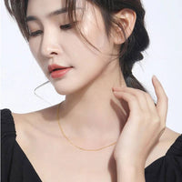 YUNLI Real 18K Gold Necklace Simple O-Shaped Chain Solid AU750 Pendant Chain for Women Fine Jewelry Gift