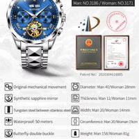 TOP Luxury Brand Couple Watches Pair for Men and Women Automatic Mechanical Lover'S Watches Waterproof Couple Watch Set