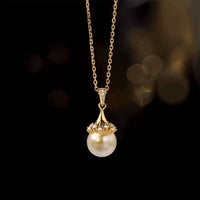 18K Gold Necklace Pendant round Natural Freshwater Pearl AU750 Yellow Gold Pendant Women'S Fine Jewelry Gift with Certificate