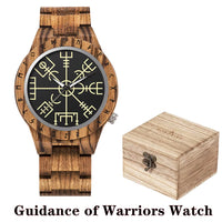 Viking Watches  Wooden Men Watch Top Japanese Quartz Movement Wristwatch with Helm of Awe Runic Circle Fashion Gift Box