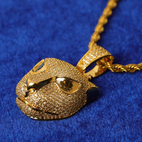 Animal Leopard Head Pendant Real Gold Plated Rapper Hip Hop Jewelry
