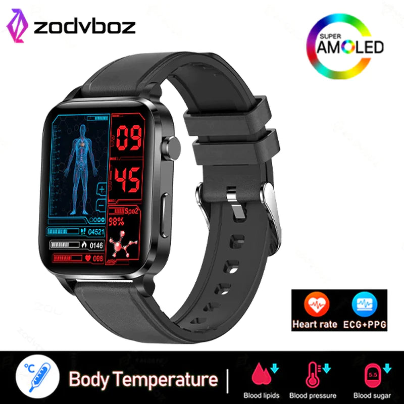 Temperature Monitoring Painless Non-Invasive Blood Sugar Smart Watch Men Laser Treatment Health Blood Pressure Sport Smartwatch Women Glucometer Watch