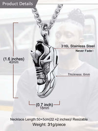 Jewelry Stainless Steel Sneaker Necklace for Man Black Gold Color Running Sport Shoe Charm Runner Sport Lover Steampunk Punk Jewelry