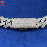 Custom Fine Jewelry Mens Iced Out Moissanite 18MM Cuban Necklace Hip Hop 4 Rows Diamonds Bling 925 Silver Cuban Link Chain