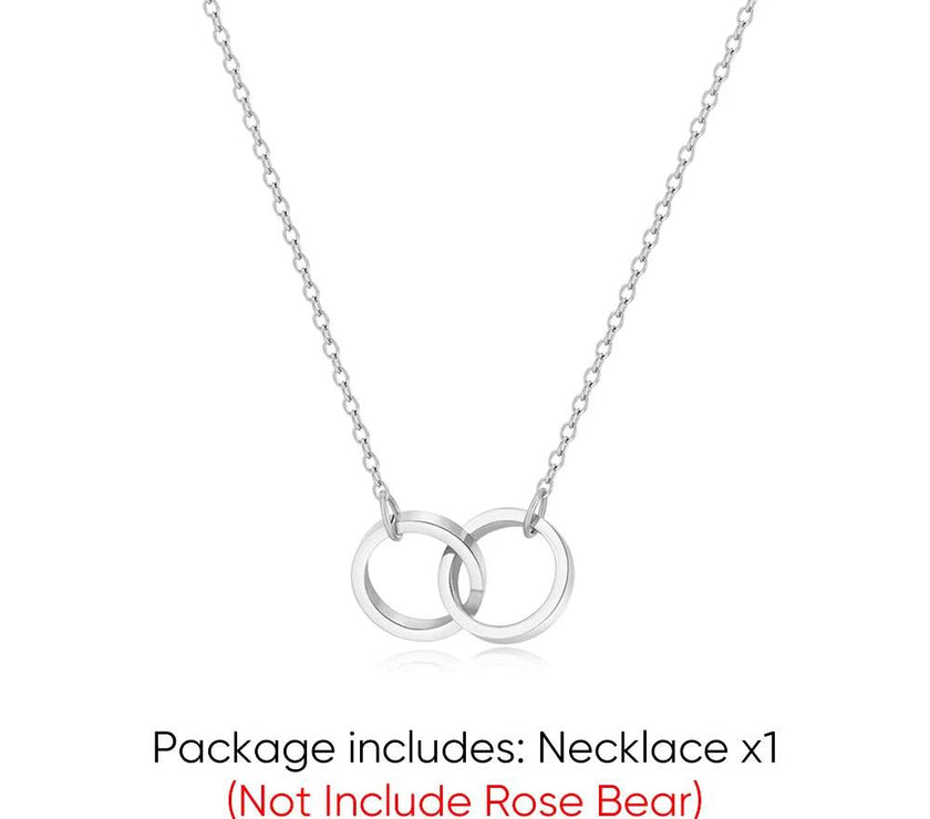 Women's Red Eternal Rose Teddy Bear with Stainless Steel Custom Names Necklace Jewelry Gifts Set for Woman Valentine'S Gift