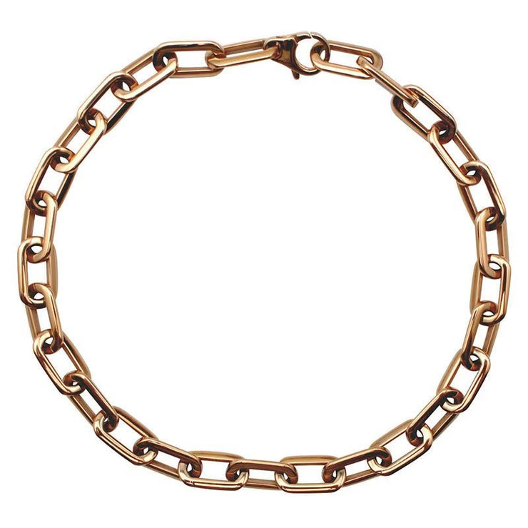Thick Flat Rounded Rectangle Gold-Color Link Chain Necklace Men Women Stainless Steel Fashion Jewelry 1 Piece