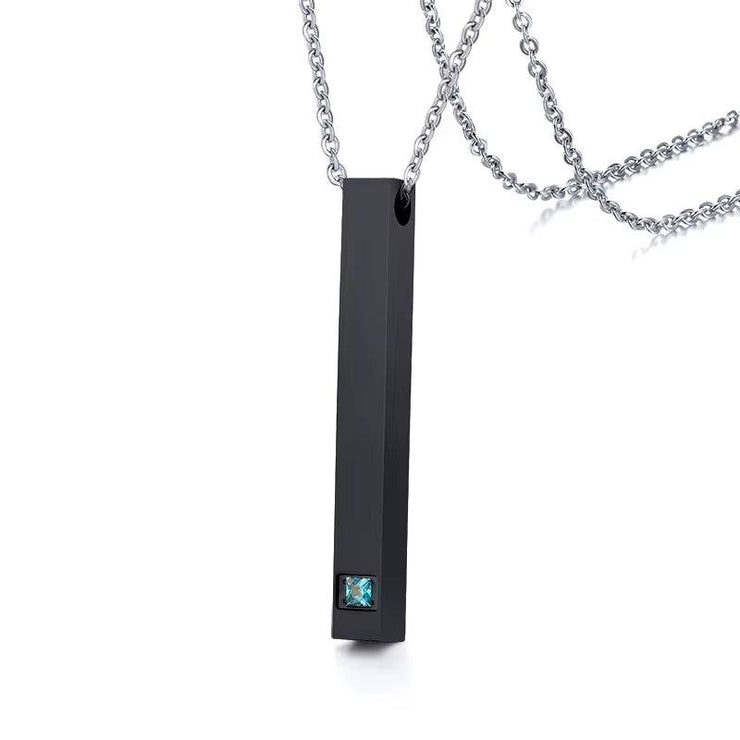 Custom Long Vertical Bar Necklace for Women Men Engrave Persoanlized Name Initial Pendant Stainless Steel Inspiration Gifts